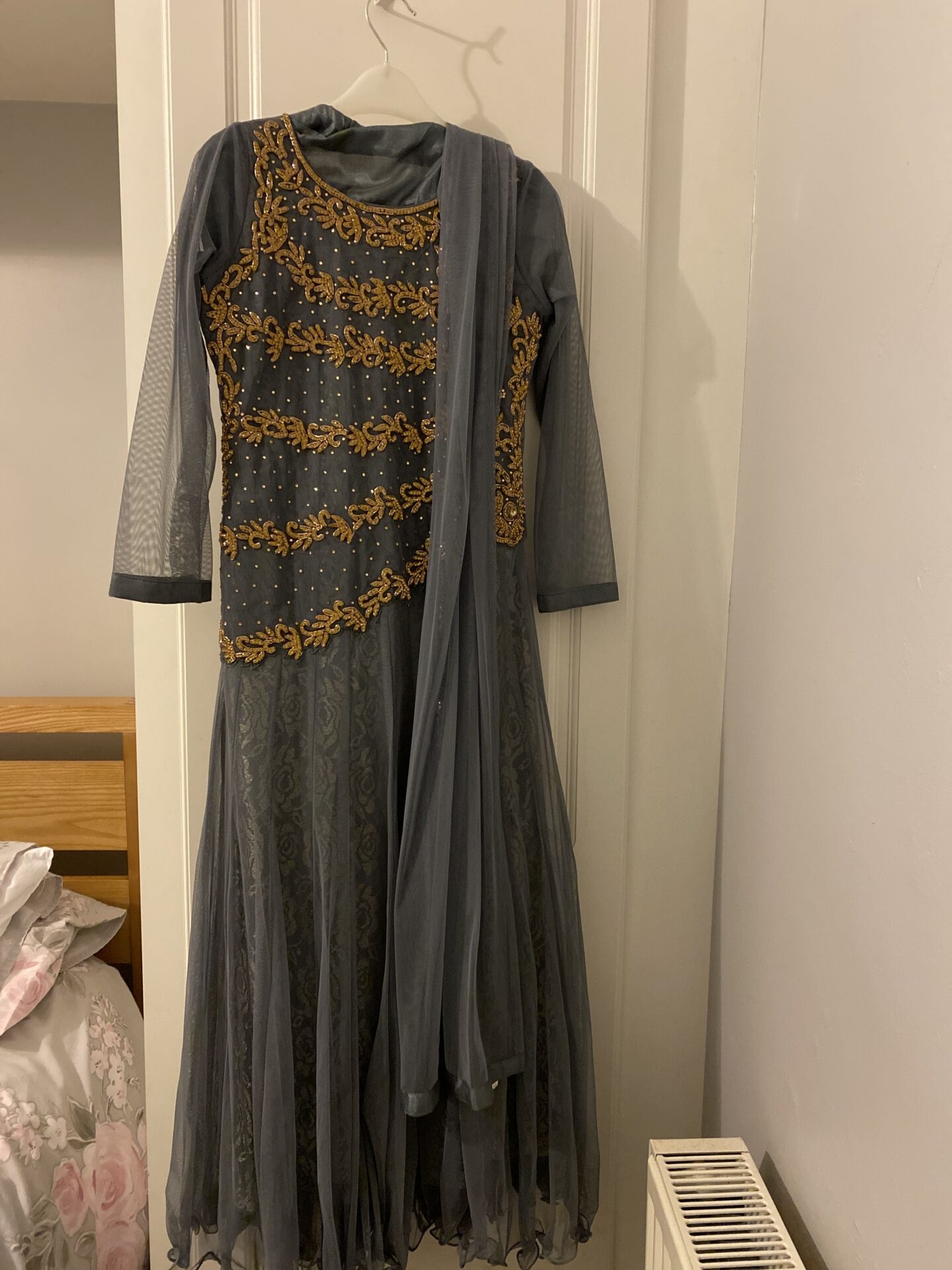 grey wedding outfit